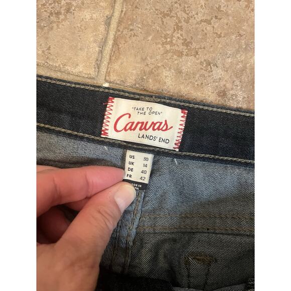 Lands End 30 Stretch Canvas Dark Blue Lightweight Super Skinny Denim Ankle Jeans - Picture 6 of 13